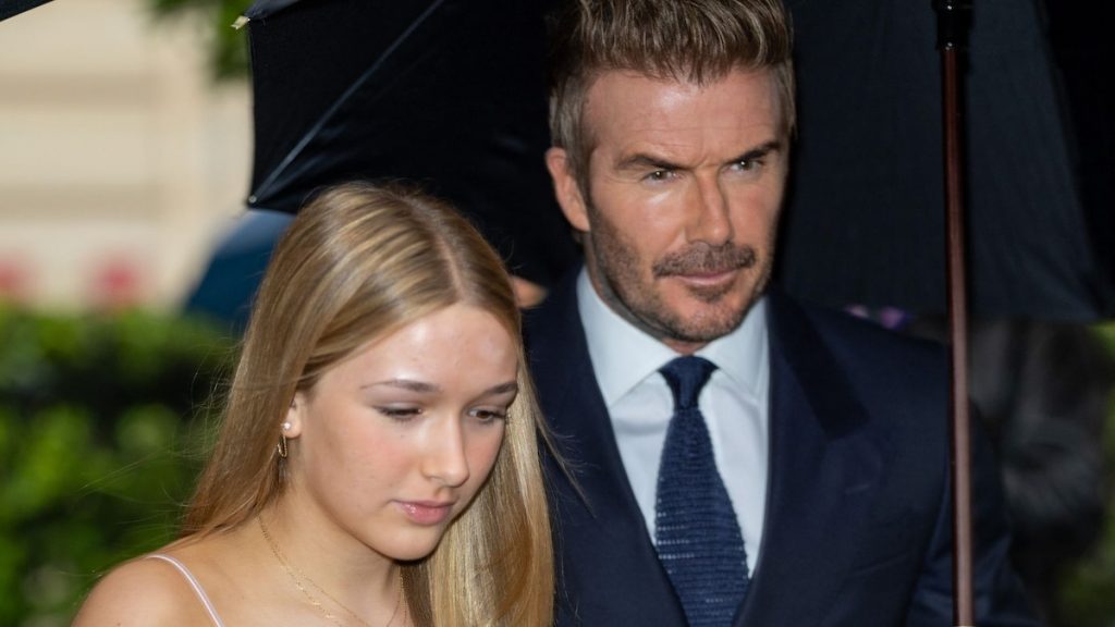 Harper Beckham sorprende con un vestido rosa mientras apoya el desfile de Victoria Beckham en París