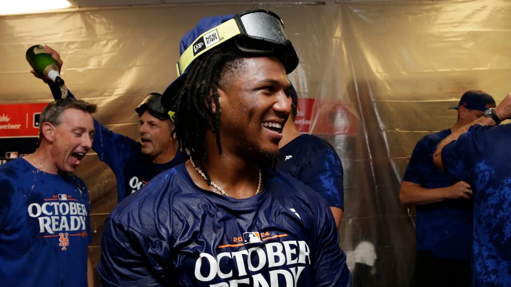 Así celebró Luisangel Acuña el pase de los Mets a la Serie de Campeonato