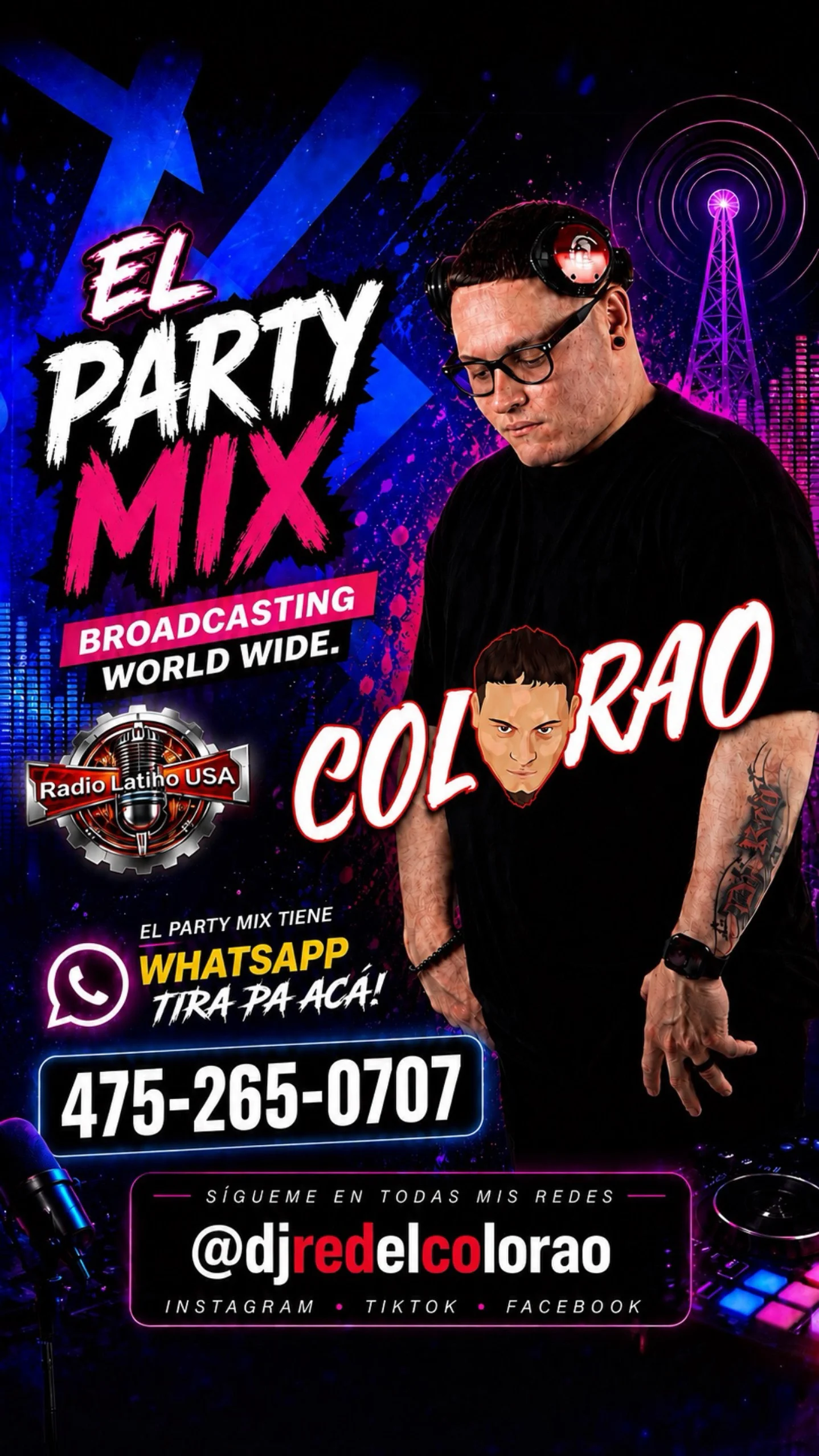 Saludos Mi Gente apartir de este y todos los sábados a las 8pm con DJ RED COLORAO, El Party Mix, te esperamos.