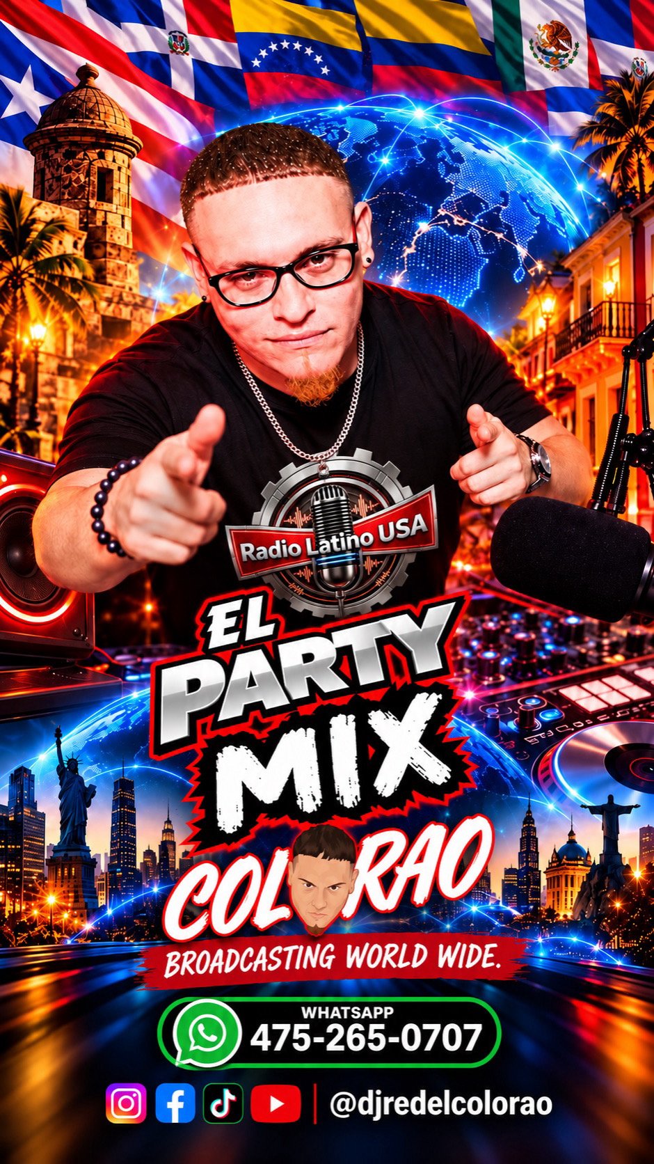 Saludos Mi Gente apartir de este y todos los sábados a las 8pm con DJ RED COLORAO, El Party Mix, te esperamos.