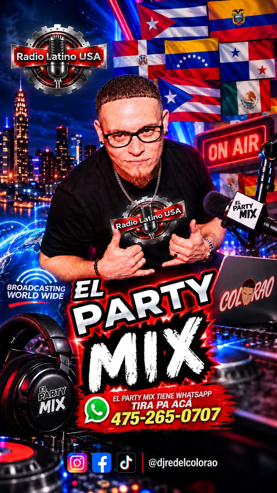 Saludos Mi Gente apartir de este y todos los sábados a las 8pm con DJ RED COLORAO, El Party Mix, te esperamos.