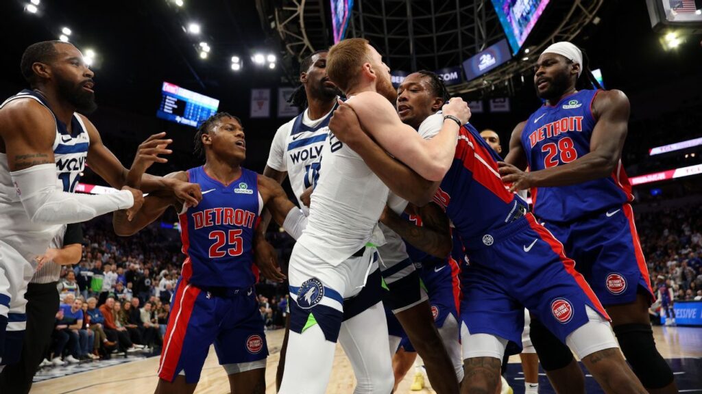 NBA suspende un 3 pistones y 2 Timberwolves por Pelea