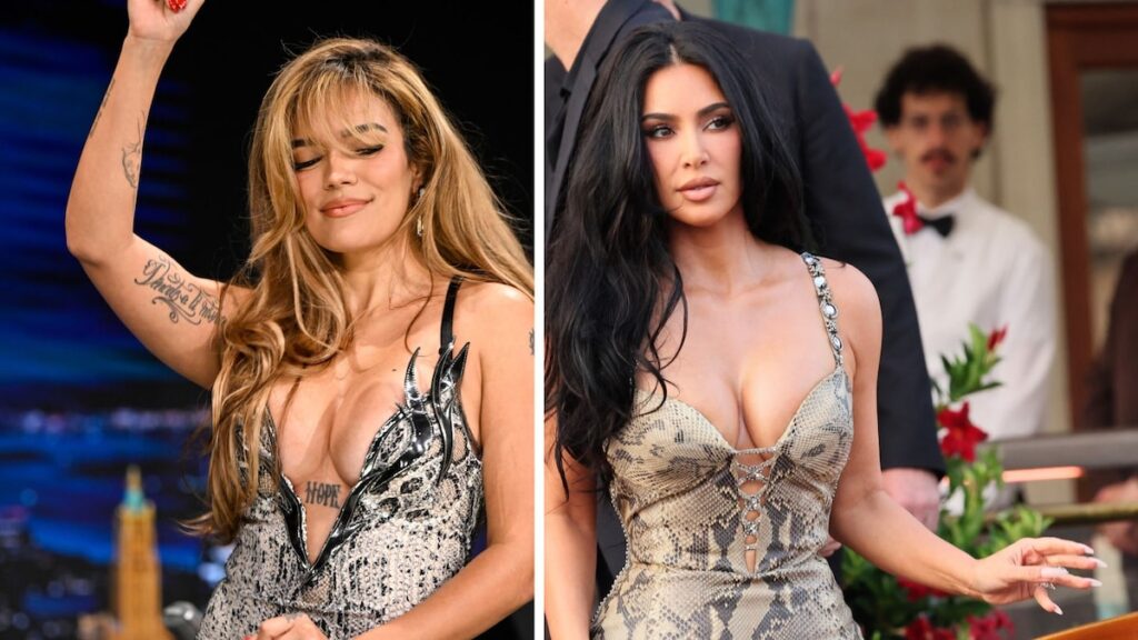 Karol G y Kim Kardashian Twinning con vestidos de piel de serpiente: ¿Quién lo llevaba mejor? Karol G y Kim Kardashian Twinning con vestidos de piel de serpiente: ¿Quién lo llevaba mejor?