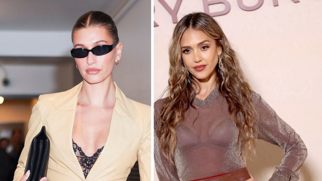 Hailey Bieber y Jessica Alba abrazan la tendencia de satén este otoño: de plata a chocolate