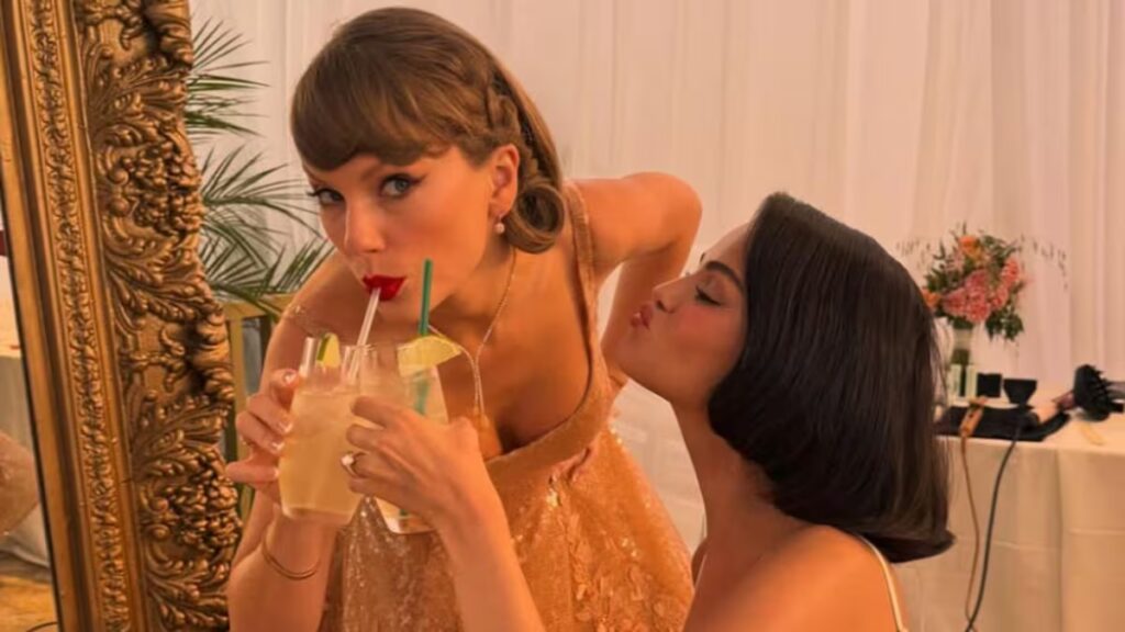 Taylor Swift brilla con un vestido de princesa en la boda de Selena Gomez en nuevas fotos