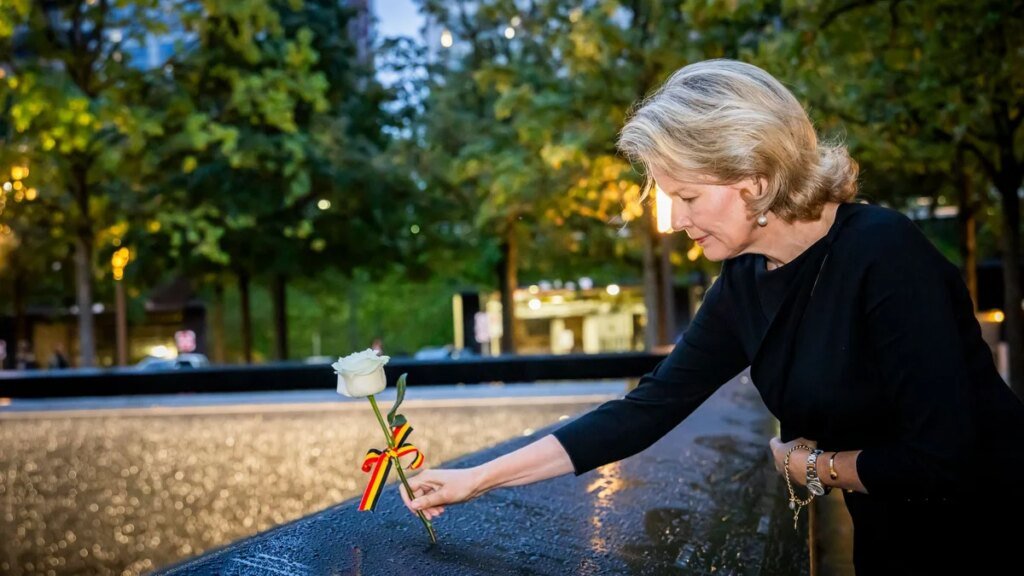 La reina Mathilde llora en el Memorial del 11 de septiembre en Nueva York